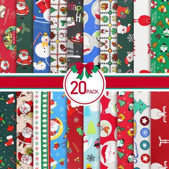 20 Pcs Christmas Quilting Fabric Bundles - 9.8 x 9.8 Inch {2}