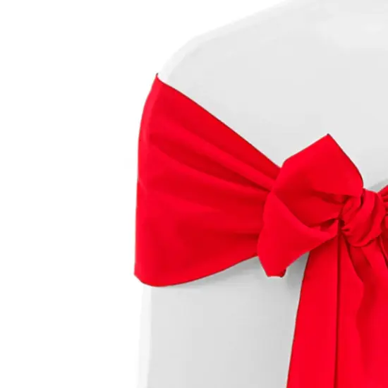10 Pieces Red Classic Polyester Chair Sashes 8"x108" for Weddings & Events {4}