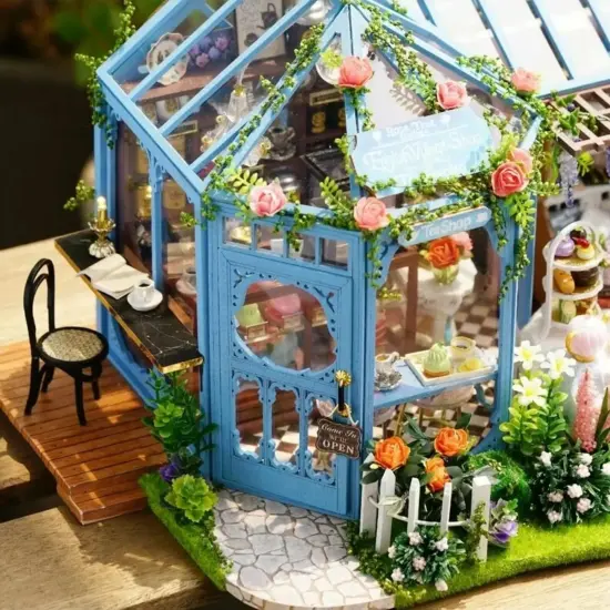 Miniature Wizardi Roombox Kit - Rose Garden Tea House Dollhouse Kit {4}