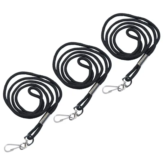 Standard Lanyard, Rope Style, J Hook, Black, 12 Per Pack, 3 Packs {1}