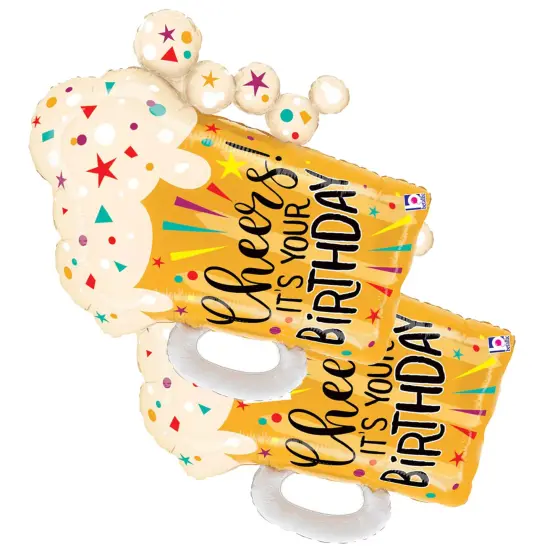 Betallic&reg; 27 Inch Happy Birthday Fun Confetti Beer Foil Mylar Balloon {5}