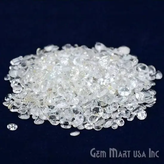 White Topaz Gemstone, 100% Natural Faceted Loose Gems, November Birthstone, 4-8mm, 50 Carats {3}