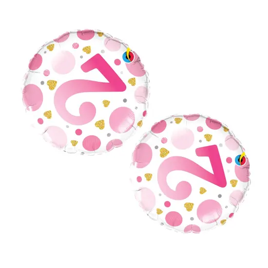 Age 2 Pink Dots 18 Inch Foil Mylar Balloon {4}
