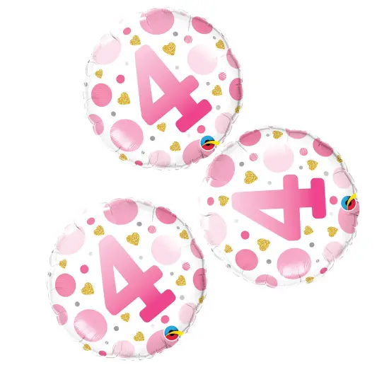 Age 4 Pink Dots 18 Inch Foil Mylar Balloon {4}