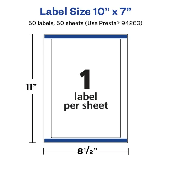 Avery Glossy White Rectangle Labels with Sure Feed, 10" x 7" {5}