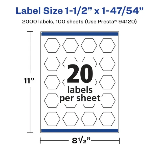 Avery Glossy Clear Hexagon Labels with Sure Feed, 1-1/2" x 1-47/54" {5}