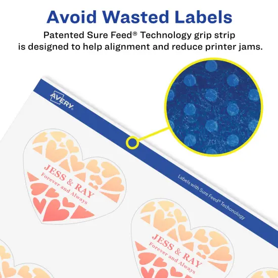 Avery Glossy Clear Heart Labels with Sure Feed, 2-9/32" x 1-27/32" {4}