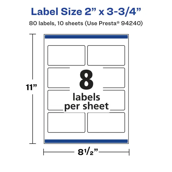 Avery Glossy White Rectangle Labels with Sure Feed, 2" x 3.75" {5}