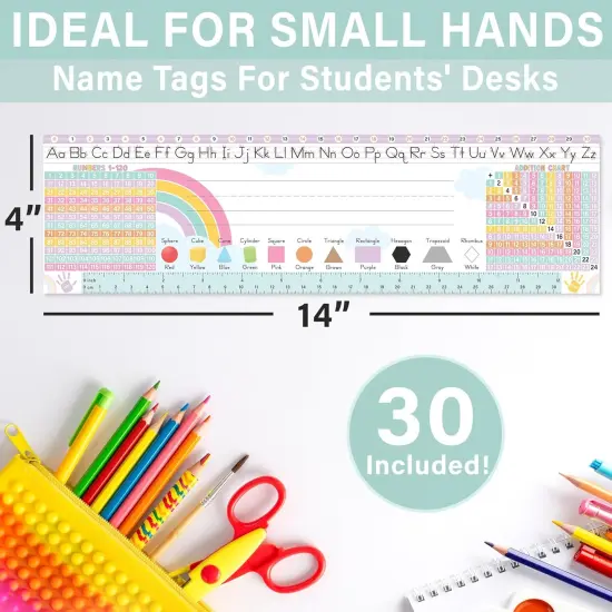30 Bright Pastel Desk Name Tags for Classroom (14x4) {2}