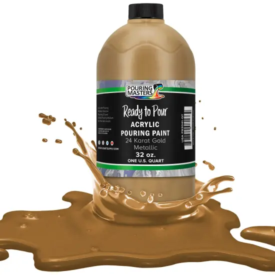 Pouring Masters 24 Karat Gold Ready to Pour Acrylic Pouring Paint - Premium 32-Ounce Pre-Mixed Fluid Acrylic Paint - Fluid Art Supplies for Canvas, Wood, Paper, Tile & Rocks {1}