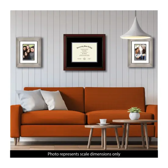Framerly - 11"w x 8.5"h Diploma Frame - Eco-Friendly Cherry Moulding with Black and Navy Matting {2}