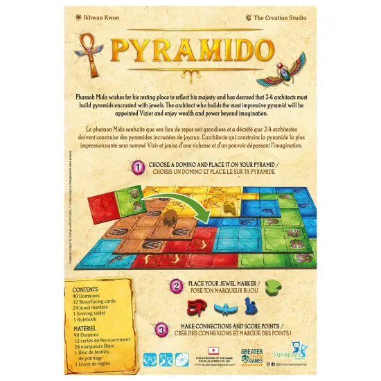 Synapses Games: Pyramido - Tile & Worker Placement Game, Build Your Pyramid Brick By Brick, Family Game Night, For 2-4 Players, 45 Minute Play Time, Ages 8+ {3}