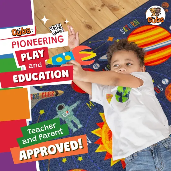 KC Cubs: Educational Rug: Solar System Map - 5x7' Playmat - Interactive Outer Space Play, Activity Area Carpet, Bedroom-Classroom, Baby-Toddler-Kids {3}