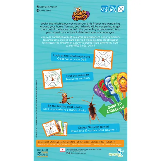 Greater Than Games: Jooky Jooky - Rid Your Home Of Cockroaches By Completing Challenges, Fun Family Game, Easy To Learn & Quick Playing Time, For 2 to 5 Players, 15 Minutes Play Time, For Ages 6 and Up {3}