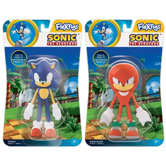 FleXfigs: Sonic & Knuckles - 2 Character Pack - Sonic The Hedgehog Articulated Action Figures, Flex It - Pose It!, Collectible Toy Miniatures, Kids 3+ {3}