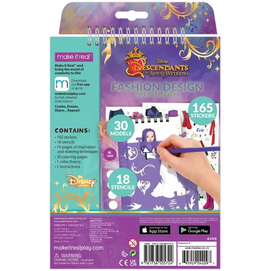 Disney Descendants Royal Wedding: Fashion Design Sketchbook - Make It Real, Includes 183 Stickers & Stencils, Draw Sketch Color & Create, Create Stunning Wedding Themed Fashions {3}