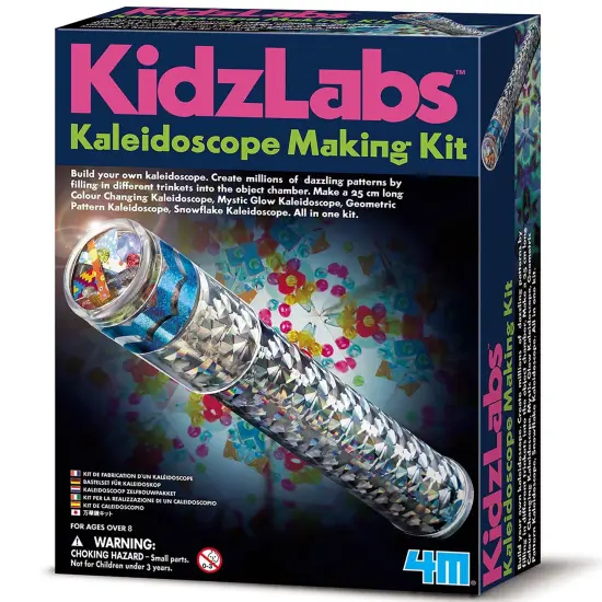 4M: KidzLabs: Kaleidoscope Making Kit - DIY 9.8" Optical Light Physics Toy, Mystic Glow, Colorful Geometric Patterns, All-In-1 STEM Craft Set, Kids 8+ {1}