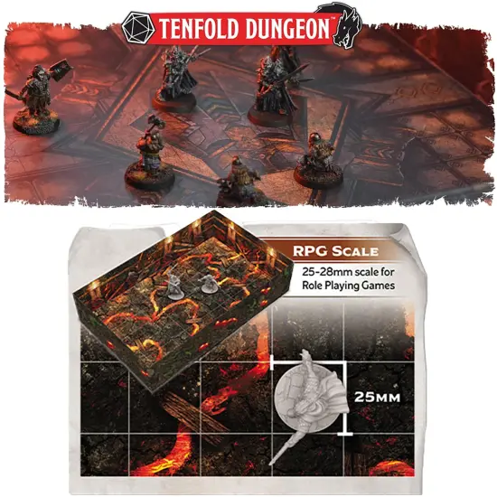 Gale Force 9: Tenfold Dungeon - Mines of Khazad - Modular Roleplaying Terrain Set, Box To Table, 1" Grids, 12 Illustrated Rooms, RPG-Dungeon Crawling {6}