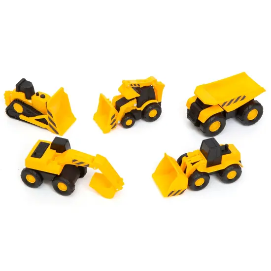 Boley: Mini Construction Vehicles - 5pk - Yellow & Black, Realistic Equipment Toy Playset, Interactive Moveable Parts, Indoor & Outdoor, Kids Ages 3+ {1}