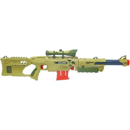 Lanard Huntsman: Huntsman 50 - Beige & Green, Toy Foam Dart Blaster, Shoots Up To 50', 12 Darts, Lock & Load Bolt Action, Indoor-Outdoor Play, Kids 6+ {7}