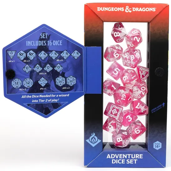 Dungeons & Dragons: D&D Adventure Dice: Wizard - Fuchsia - 16pc RPG Set, Class Symbols, Roleplaying Game Accessory, Sirius Dice, Officially Licensed {3}