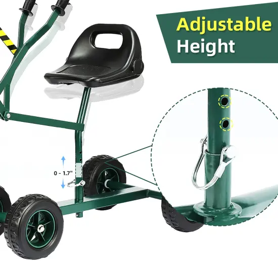 Trimate: Sandbox Ride-On Excavator - Hunter Green - Wheeled Metal Outdoor Digging Toy, 360 Swivel Seat, Shoveling & Dumping, 88 lb Limit, Kids Age 3+ {5}