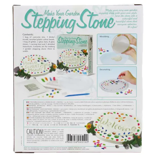 4M: Make Your Garden: Stepping Stone - DIY Ceramic Yard Decor Kit, All-In-1 Art & Craft Set, 7.5" Mold, Decorate W/ Beads-Glitter-Stones, Kids Ages 8+ {4}