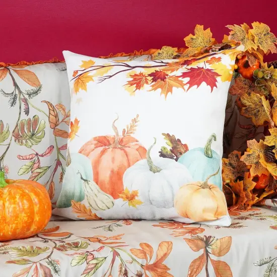 Set of 2 Fall Pumpkins Pillow Covers 20x20 Inch {4}