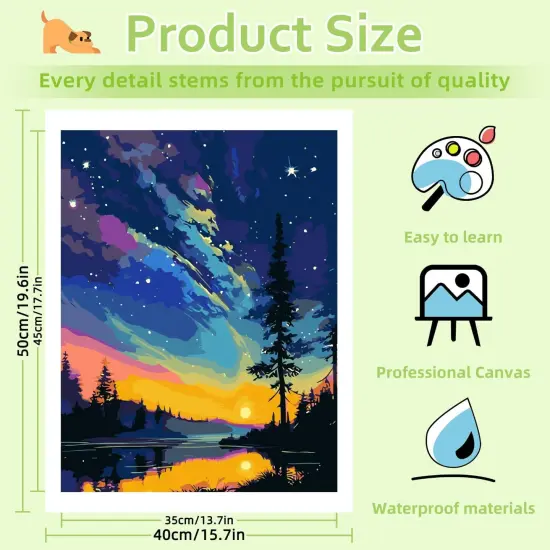 Landscape Paint by Numbers Kit for Adults, Aurora Paint by Number Adult, Painting by Numbers for Gifts and Home Interior Decor 16x20 Inch {2}