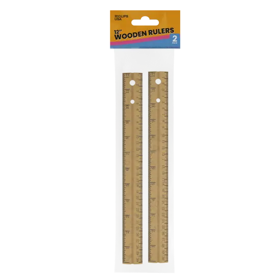 Wooden Rulers 12" &ndash; Dual Scale &ndash; 2 per Pack &ndash; 48 Packs {1}