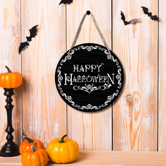Happy Halloween Wood Sign Plaque {2}
