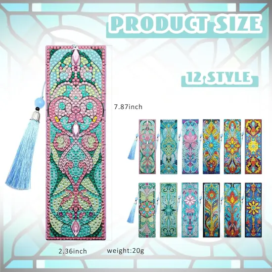 12 Pcs DIY Diamond Painting Bookmarks Kit for Adults {2}