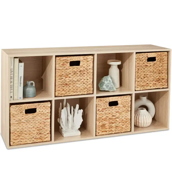 Best Choice Products 8-Cube Bookshelf, 11in Display Storage System, Organizer w/ Removable Back Panels Light Oak {1}
