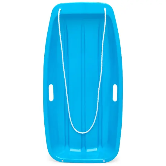 Best Choice Products 35in Kids Outdoor Plastic Sport Toboggan Winter Snow Sled Board w/ Pull Rope, 2 Handles Ice Blue {1}