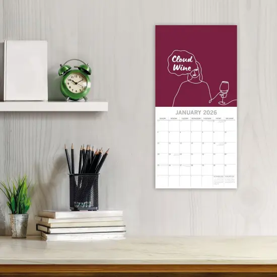 The Gifted Stationary 2026 Square Wall Calendar, Wine Signs, 16-Month Funny Corner Theme Hanging Calendar with 180 Reminder Stickers, Month Planner for Home, or Creative Spaces, 12x12 In Multicolor {2}