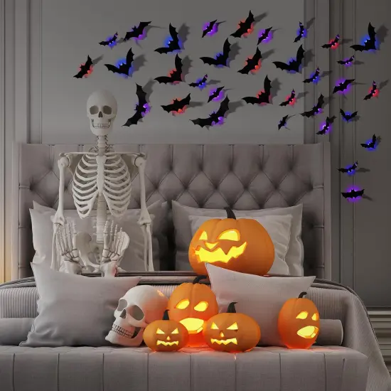 24 Pcs Halloween Light-Up Bats Decorations - 10 Styles {5}