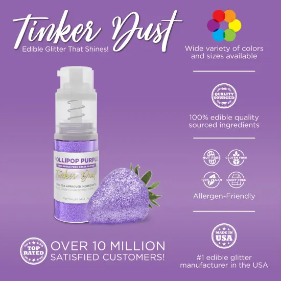 Bakell - Pollipop Purple Tinker Dust Edible Glitter (4g, 1x Spray Pump) for Food, Desserts, and Beverages! {2}