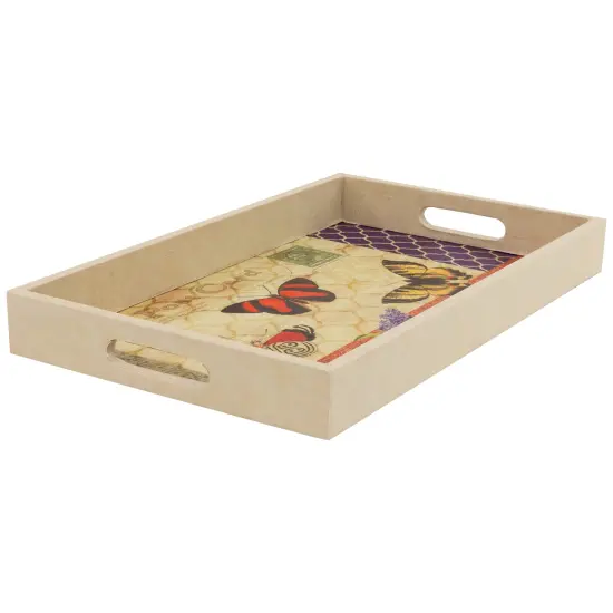 Northlight Butterfly Post Card Rectangular Serving Trays - 19" - Set of 3 Ivory {7}