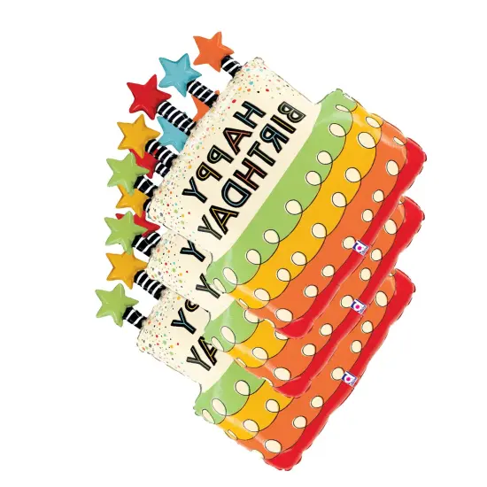 Betallic&reg; 26 Inch Happy Birthday Cake Candle Stars Foil Mylar Balloon {2}