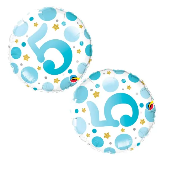 Age 5 Blue Dots 18 Inch Foil Mylar Balloon {5}