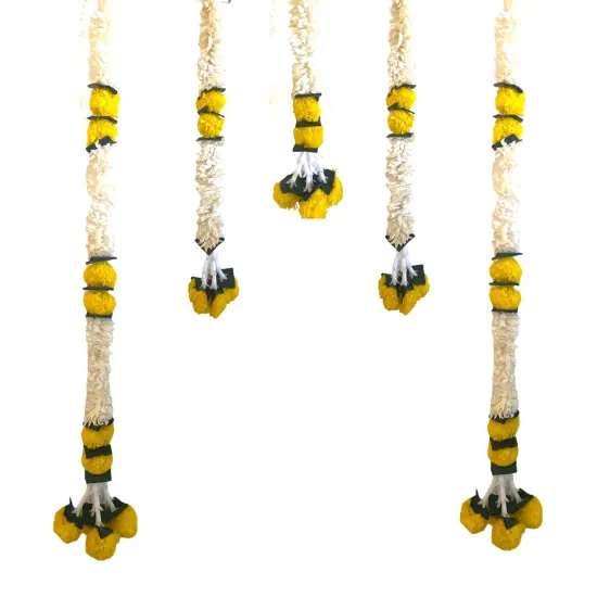 Jasmine Yellow Marigold Flowers Garland for Home Party Door Hanging Diwali Decorations Day of the Dead Dia De Los Muertos Ofrenda Halloween Mexican Fiesta Decor {4}