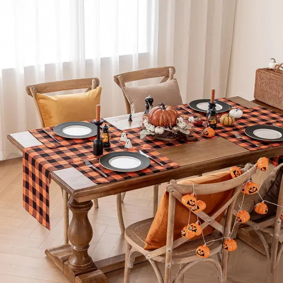 Fall Checkered Table Runner - Orange Buffalo {5}