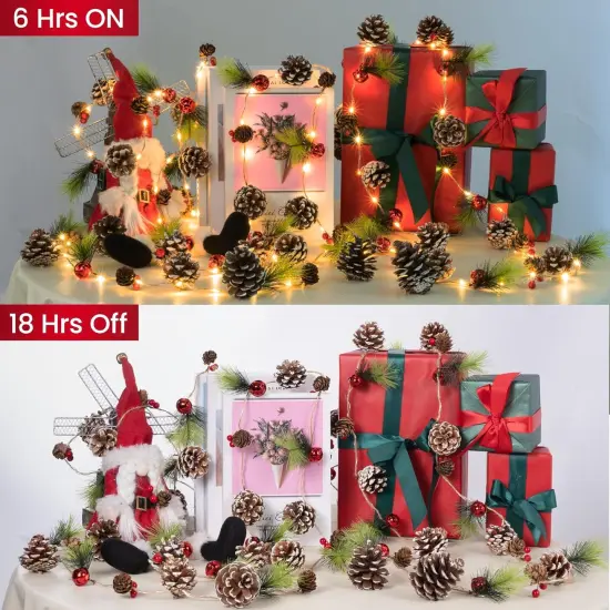 10 FT Pre-Lit Christmas Garland with 60 LED Lights & 8 Modes, {3}