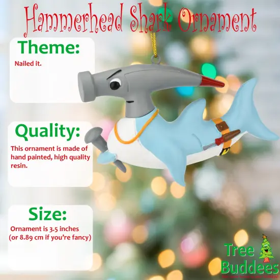 Tree Buddees Hammerhead Shark Christmas Ornament Funny Play on Words {2}
