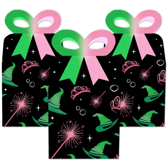 Big Dot of Happiness Witch Bow Boxes, Good Pink and Green Birthday or Witch Halloween Party Square Favor Gift Boxes - Set of 12 {3}