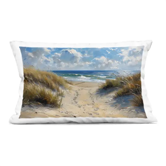 Stupell Industries Seaside Pathway Footprints Indoor Pillow, 14 x 7 x 20 {1}