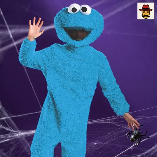 Cookie Monster Prestige Adult Costume Jumpsuit Headpiece Halloween {4}