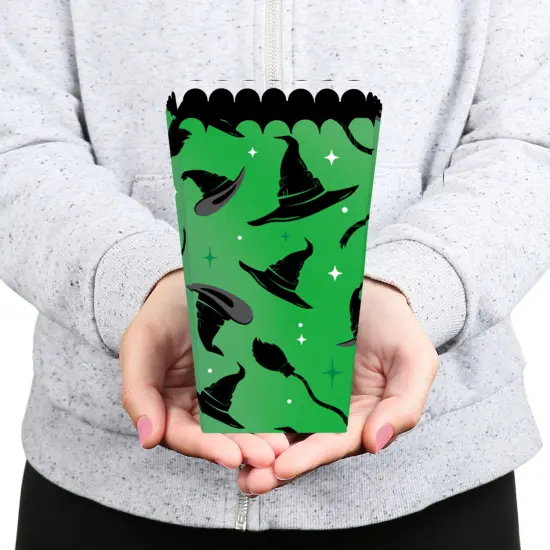 Big Dot of Happiness Witch Popcorn Boxes, Good Pink and Green Birthday or Witch Halloween Party Favor Treat Boxes - Set of 12 {6}