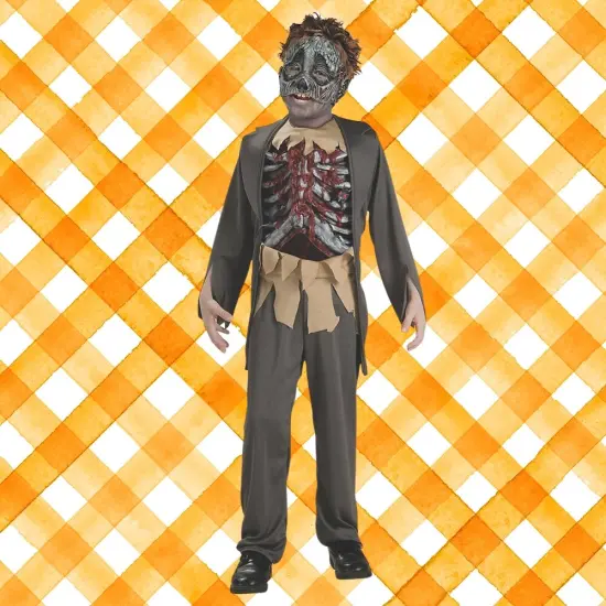 Boys Corpse Halloween Costume with Shirt Mask and Chest Detail {2}
