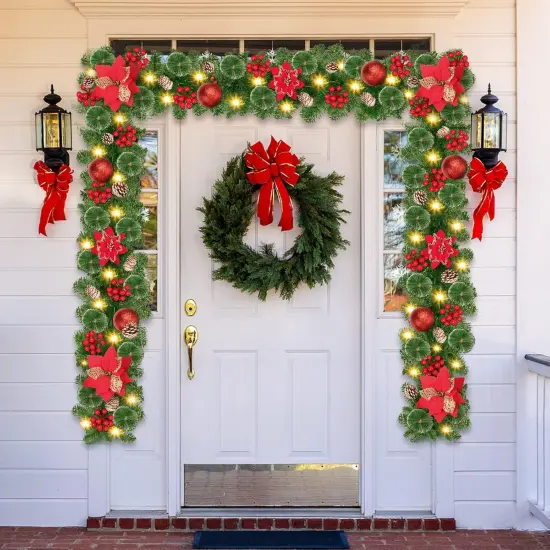 Christmas Garland with Lights, 9FT Lighted Christmas Garland with 30 LED {3}
